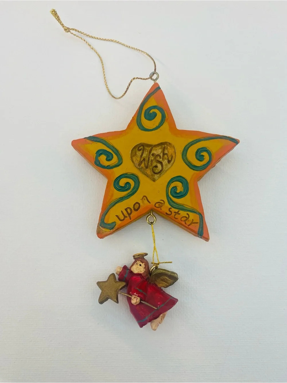 Holiday Wish Upon a Star Ornament with Angel Dangle
